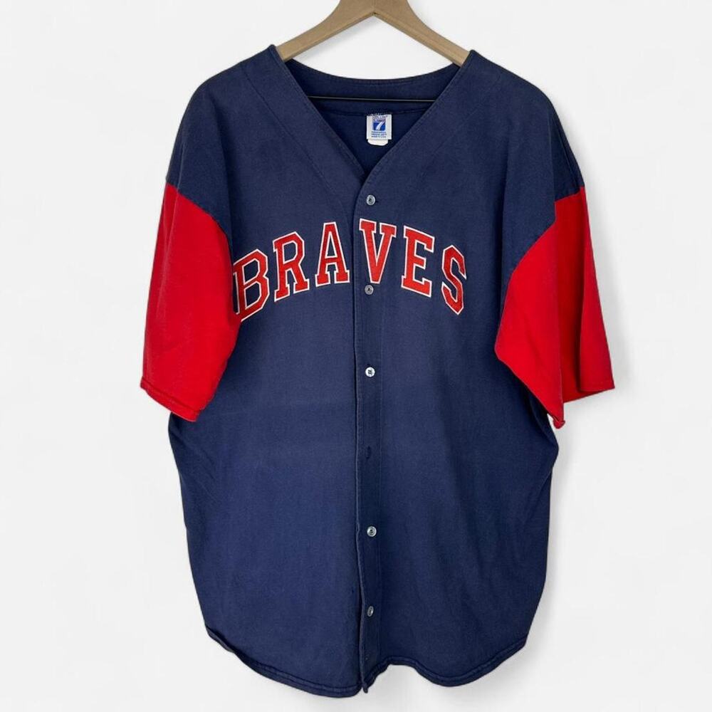 Vintage atlanta braves logo 7 usa baseball jersey